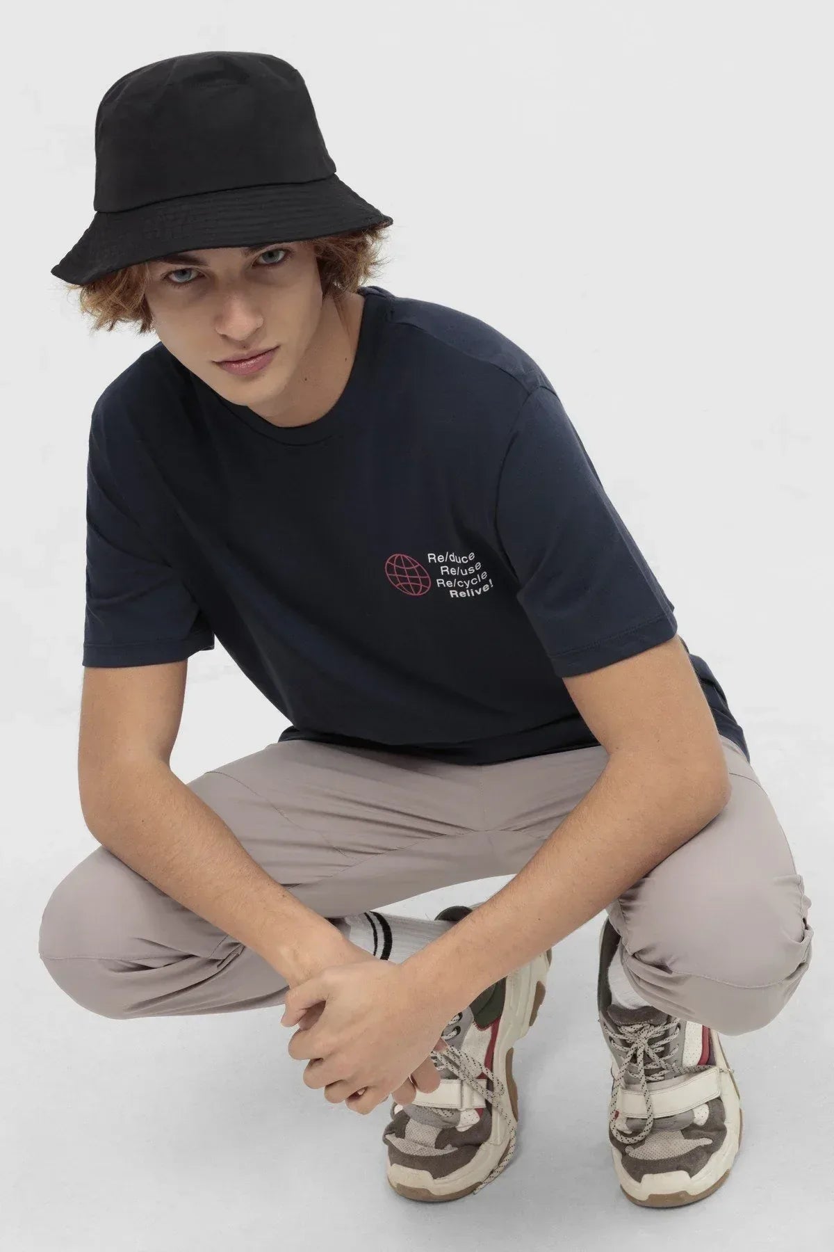 Printed T-Shirt For Men - Navy - MEME