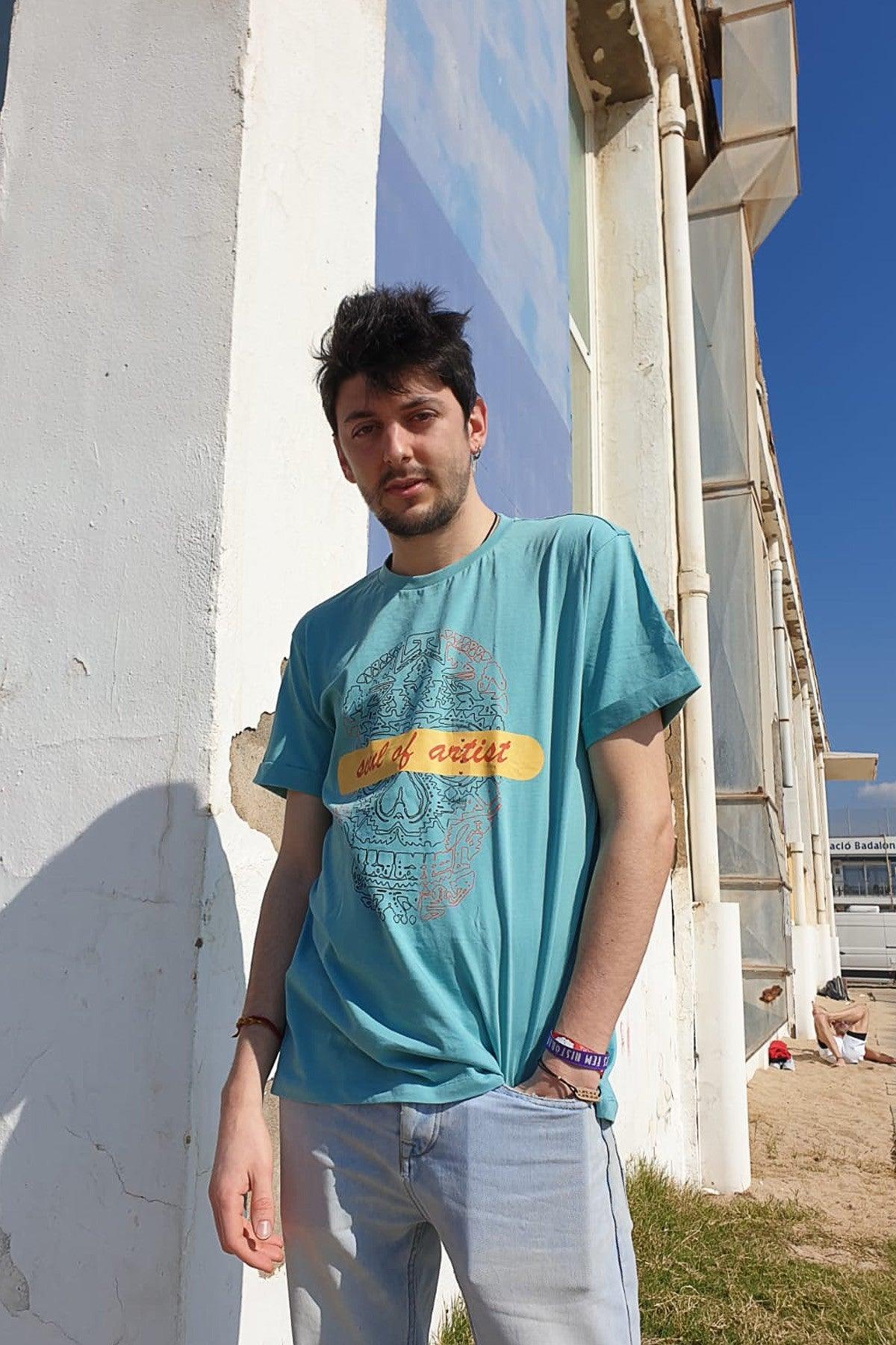 Printed T-Shirt For Men - Light Blue