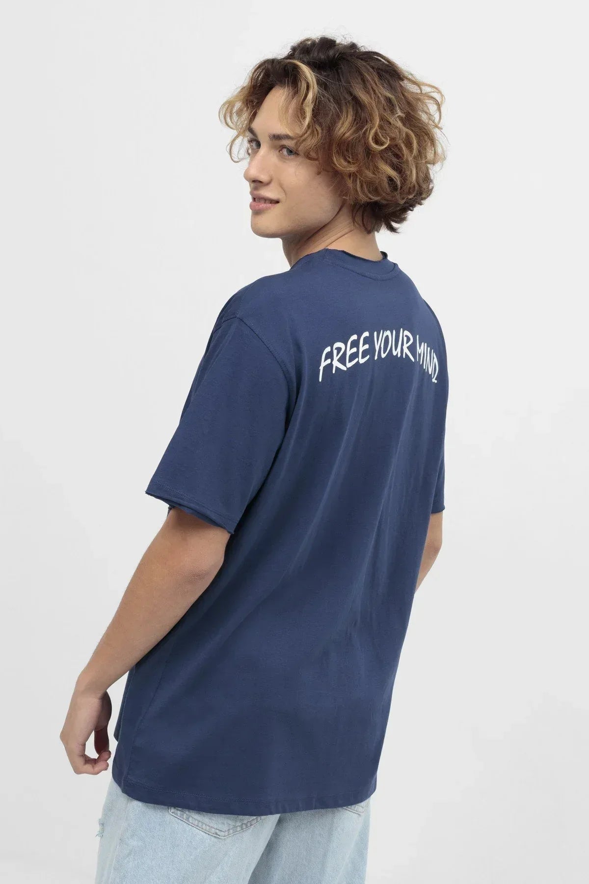 Printed T-Shirt For Men - Navy - MEME
