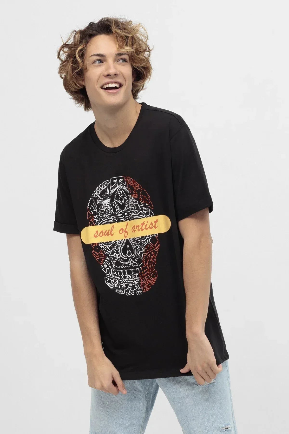 Printed T-Shirt For Men - Black - MEME