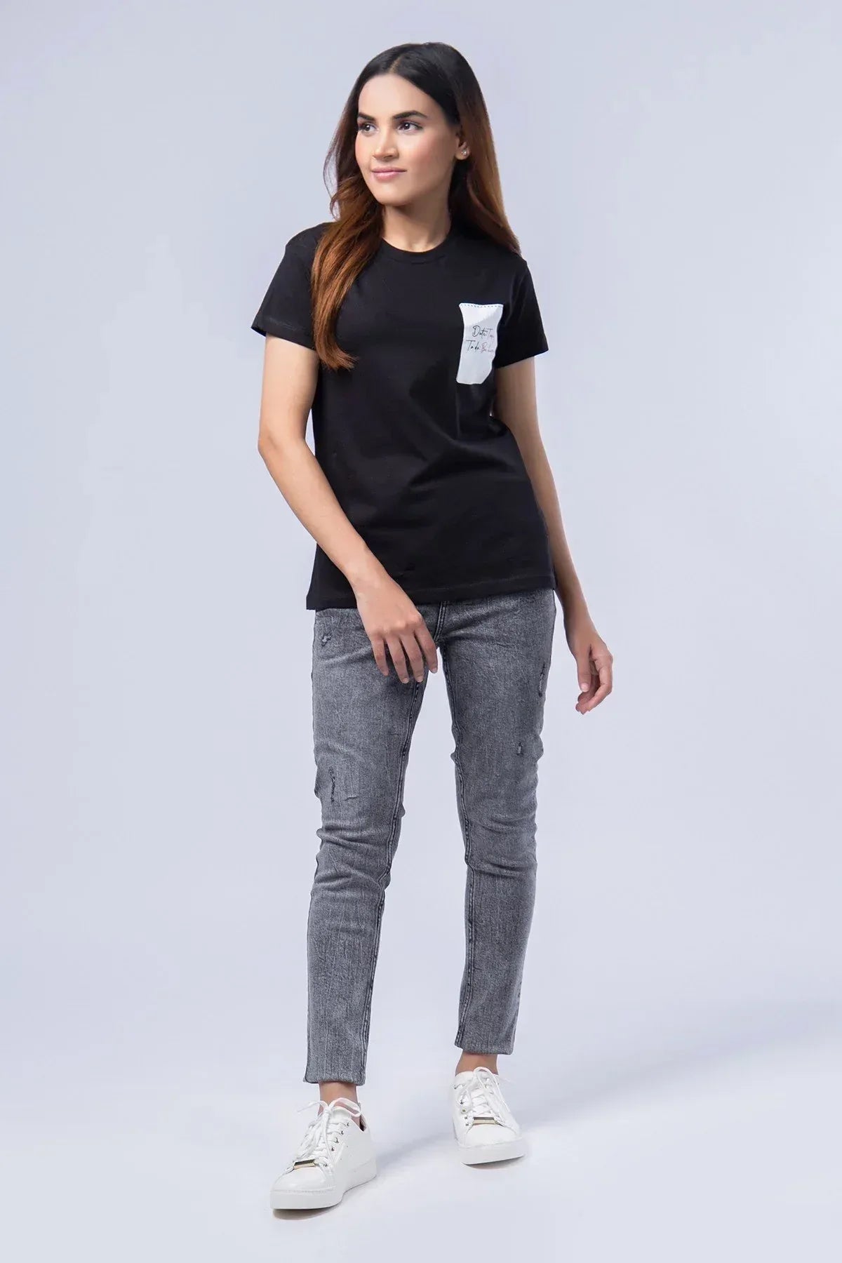 Printed T-Shirt For Women - Black - MEME