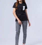 Printed T-Shirt For Women - Black - MEME
