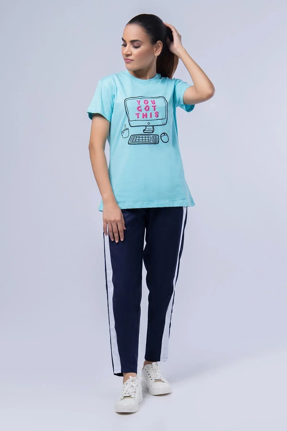 Printed T-Shirt For Women - Blue - MEME