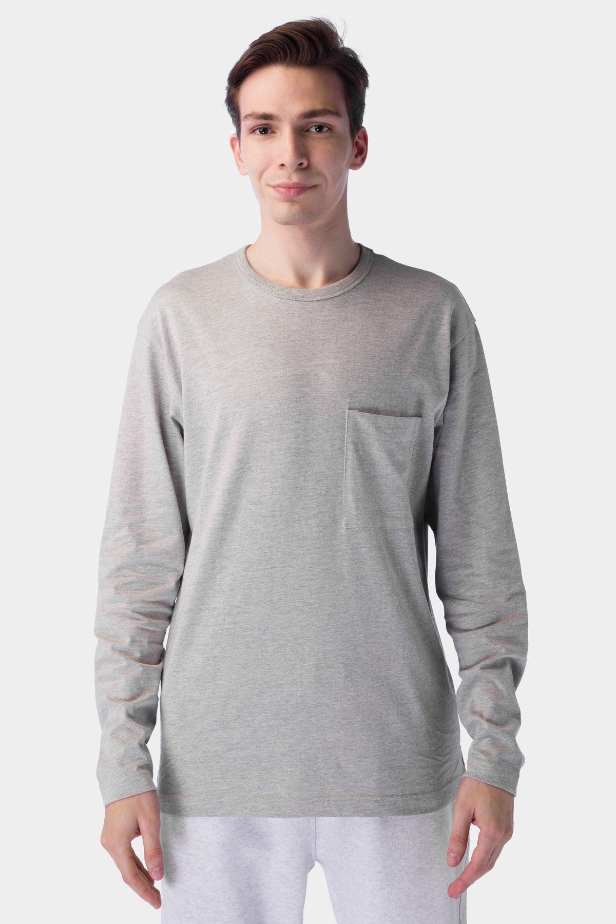 Full Sleeve Basic T-Shirt For Men - Light Grey