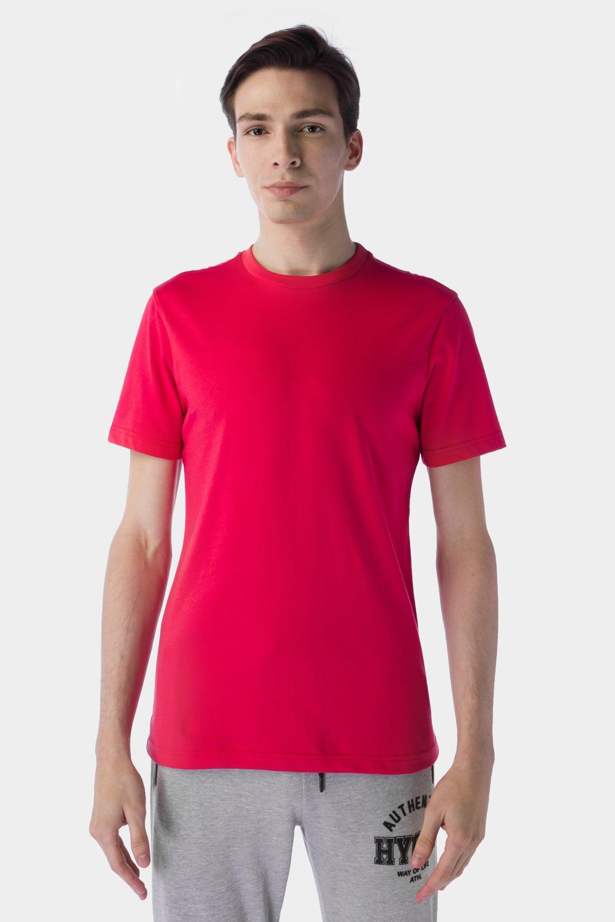 Crew Neck Basic T-Shirt For Men - Red