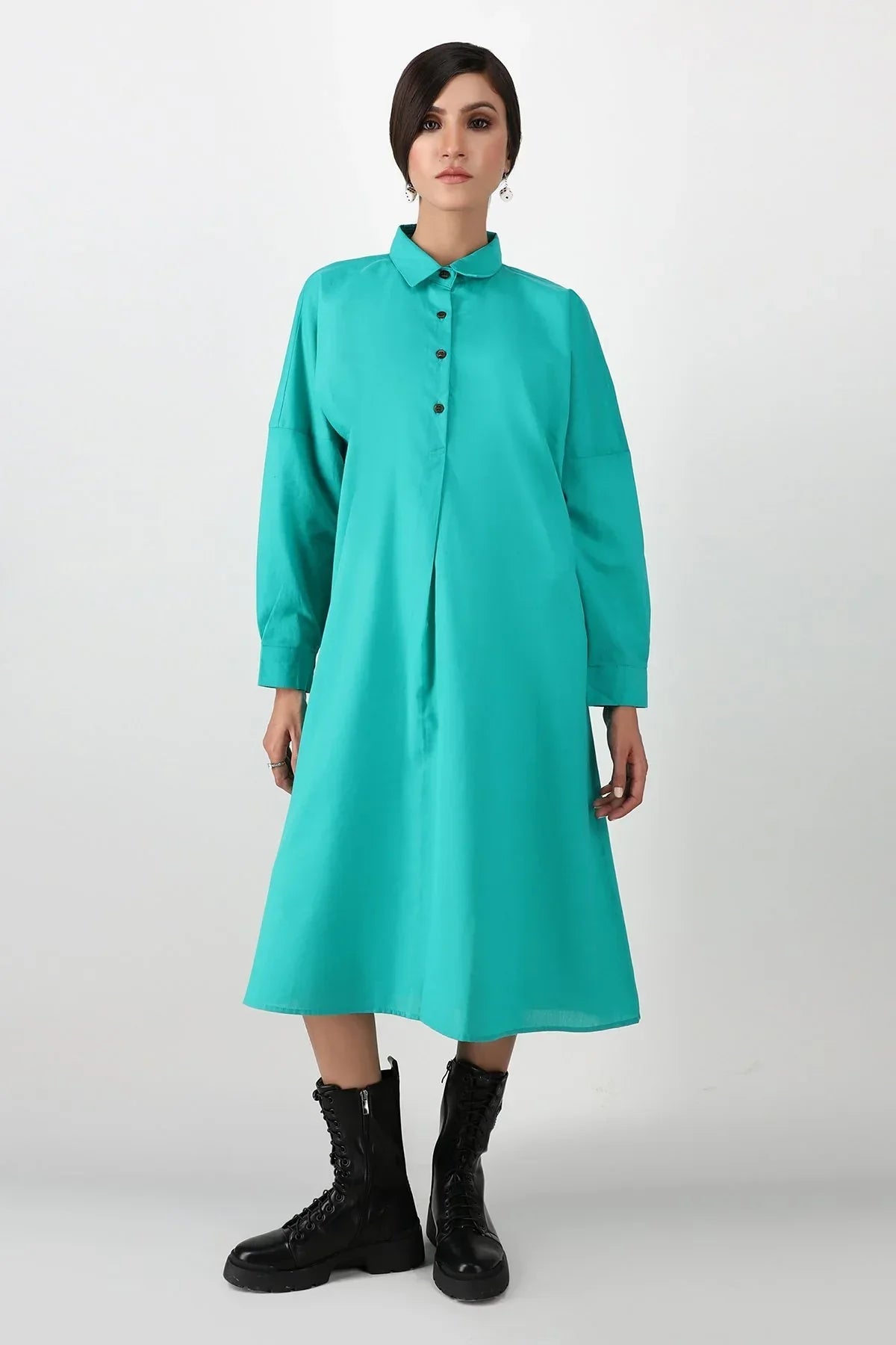 Solid Long Dress For Women - Emerald Green - MEME