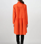 Solid Midi Dress For Women - Orange - MEME