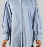 Solid Long Shirt For Women - Sky Blue - MEME