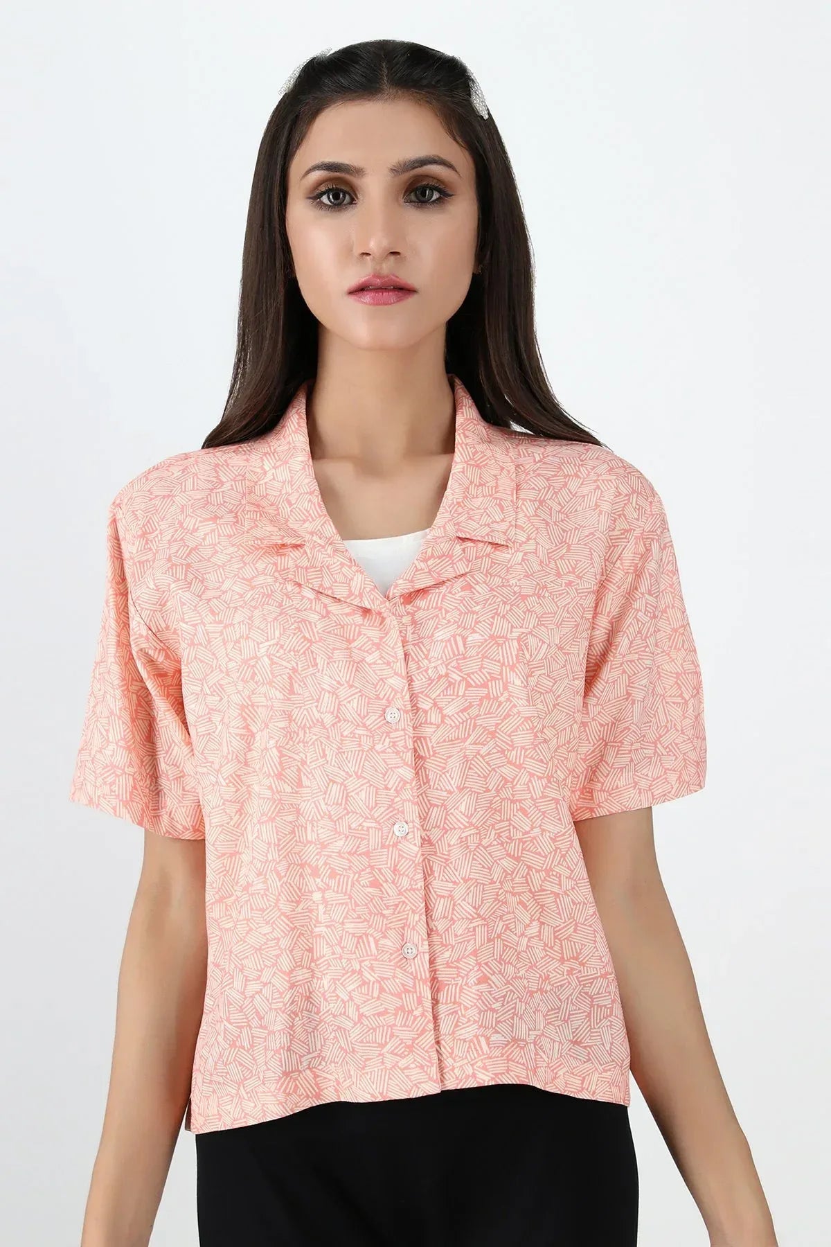 Printed Shirt For Women - Peach - MEME