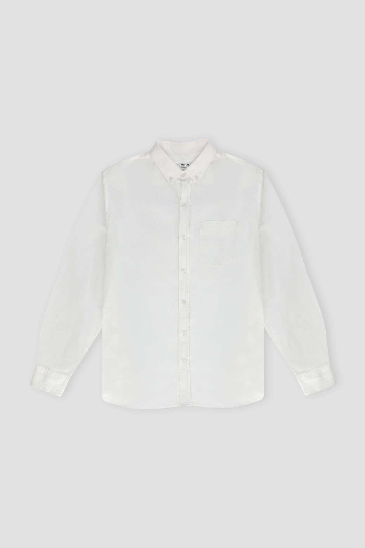 Solid Button Down Shirt For Men - White