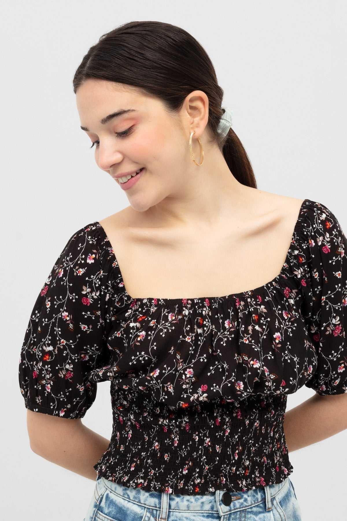 Printed Shirt For Women - Black - MEME