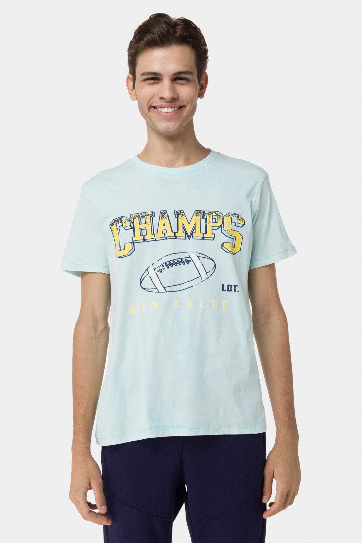 Printed T-Shirt For Men - Turquoise