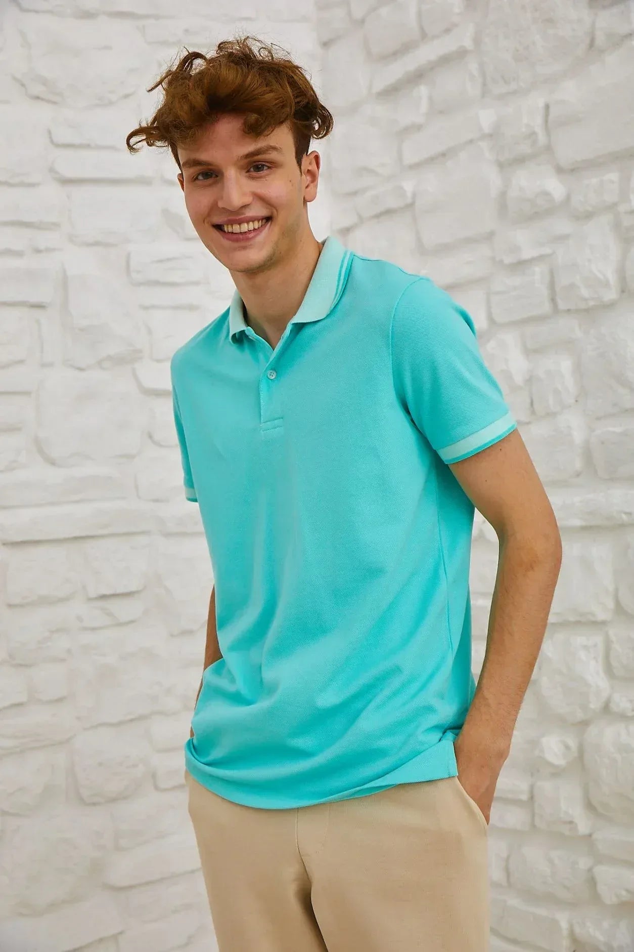 Polo T-Shirt For Men - Turquoise - MEME