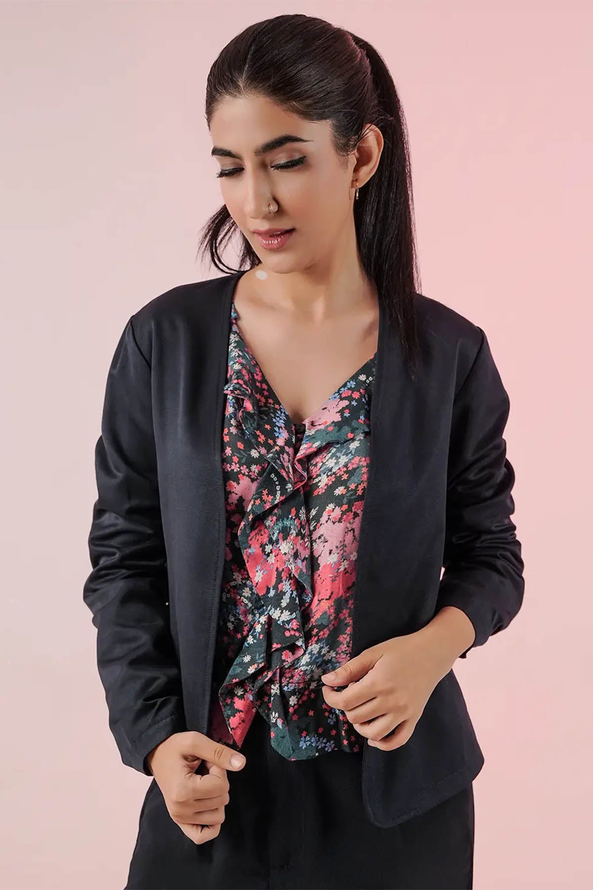 Short Length Blazer For Women - Black