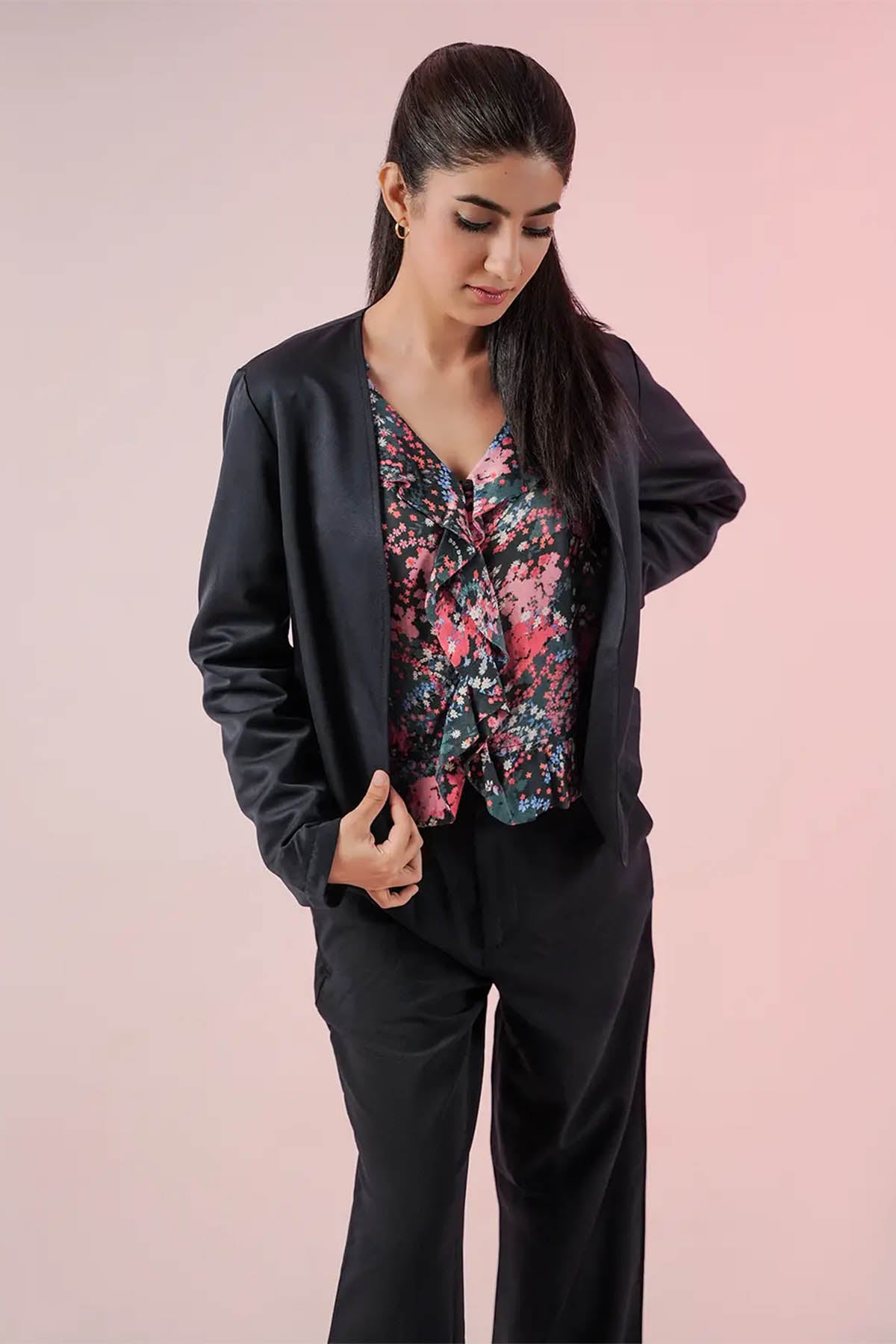 Short Length Blazer For Women - Black