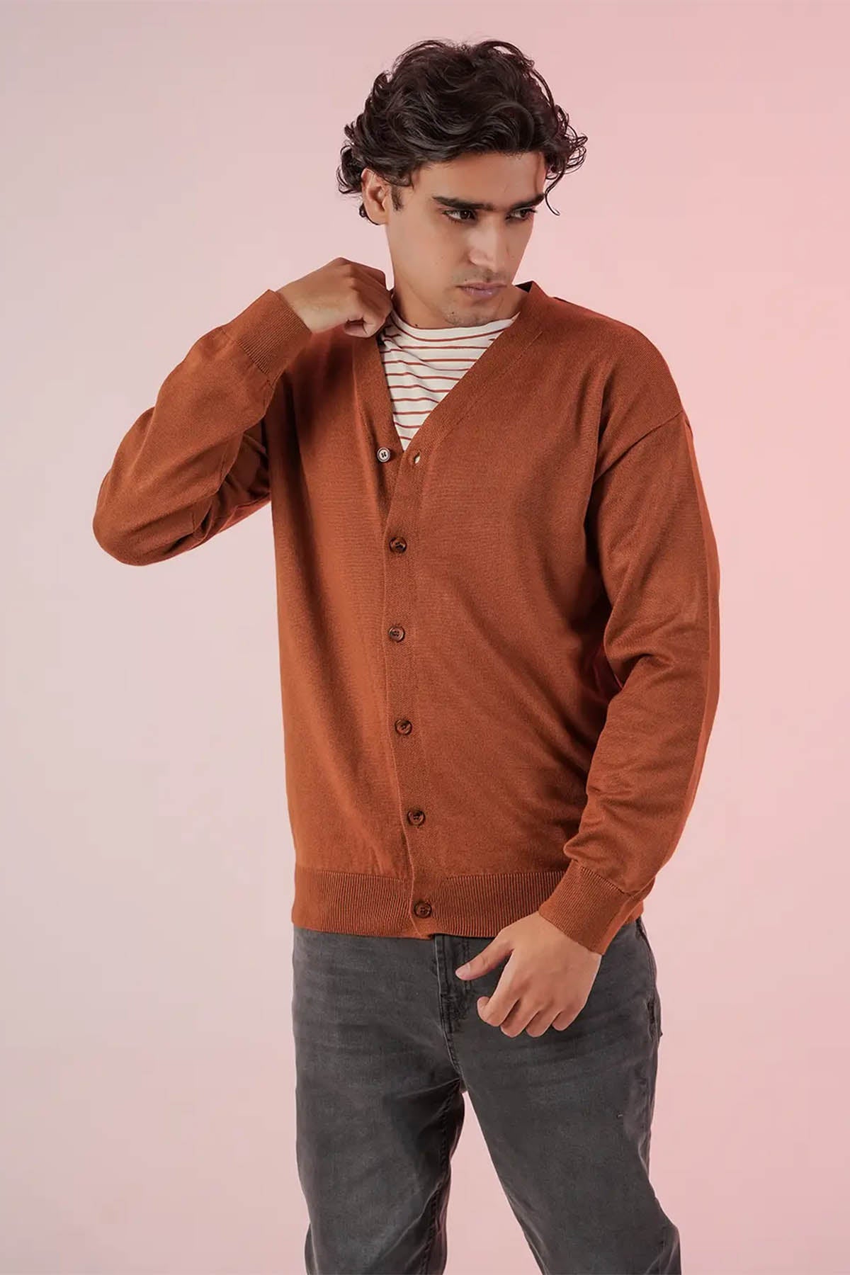 Jonas Cardigan For Men - Toast Melange