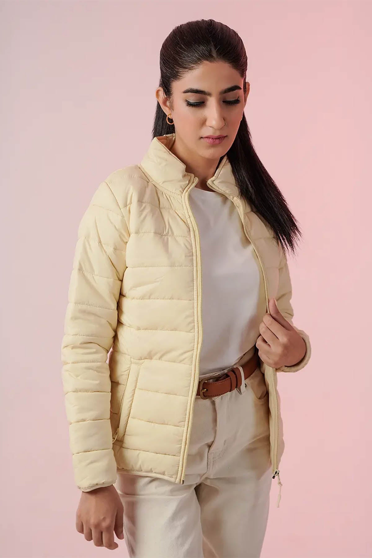 Puffer Jacket For Women - Ivory