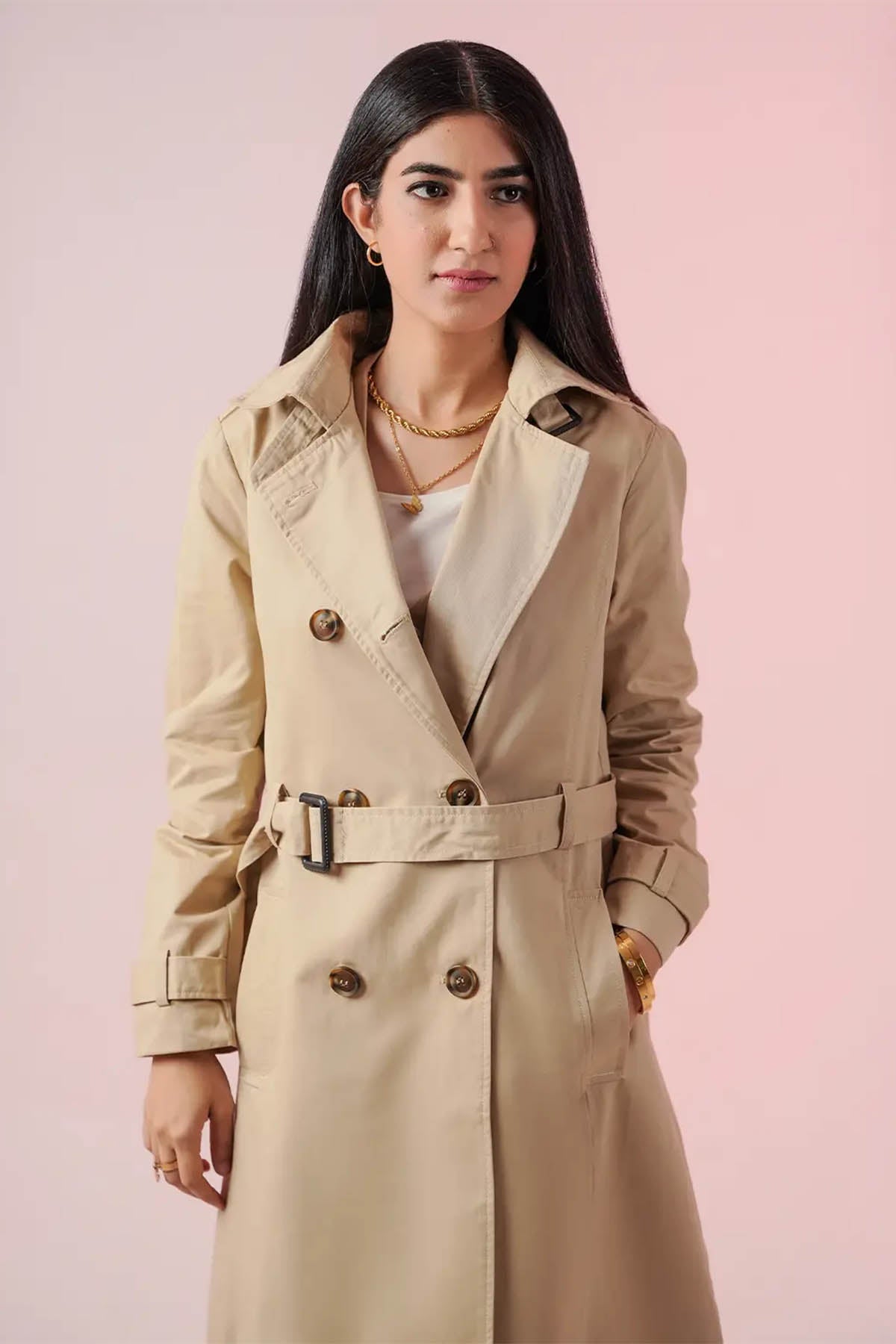 Long Coat For Women - Beige