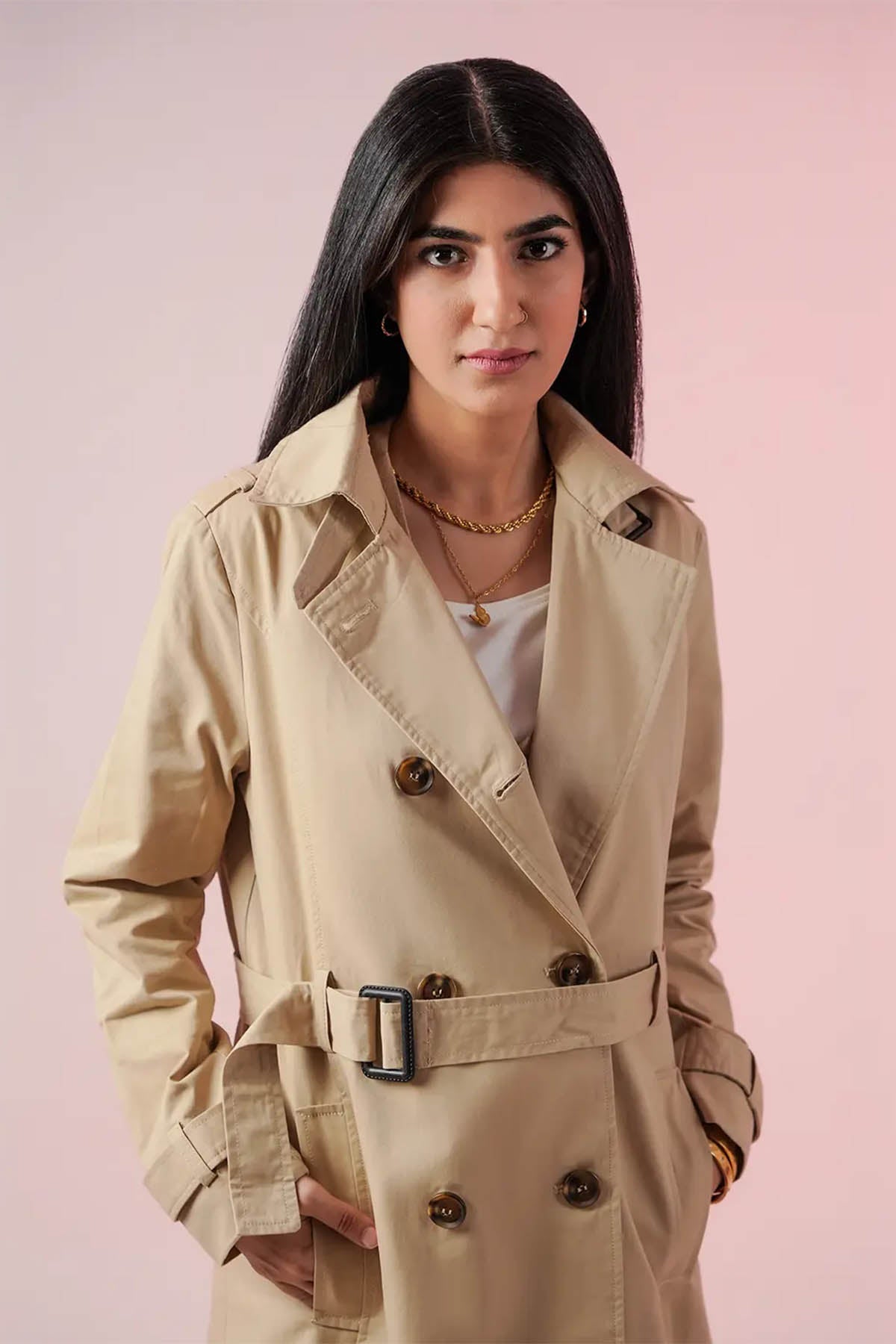 Long Coat For Women - Beige