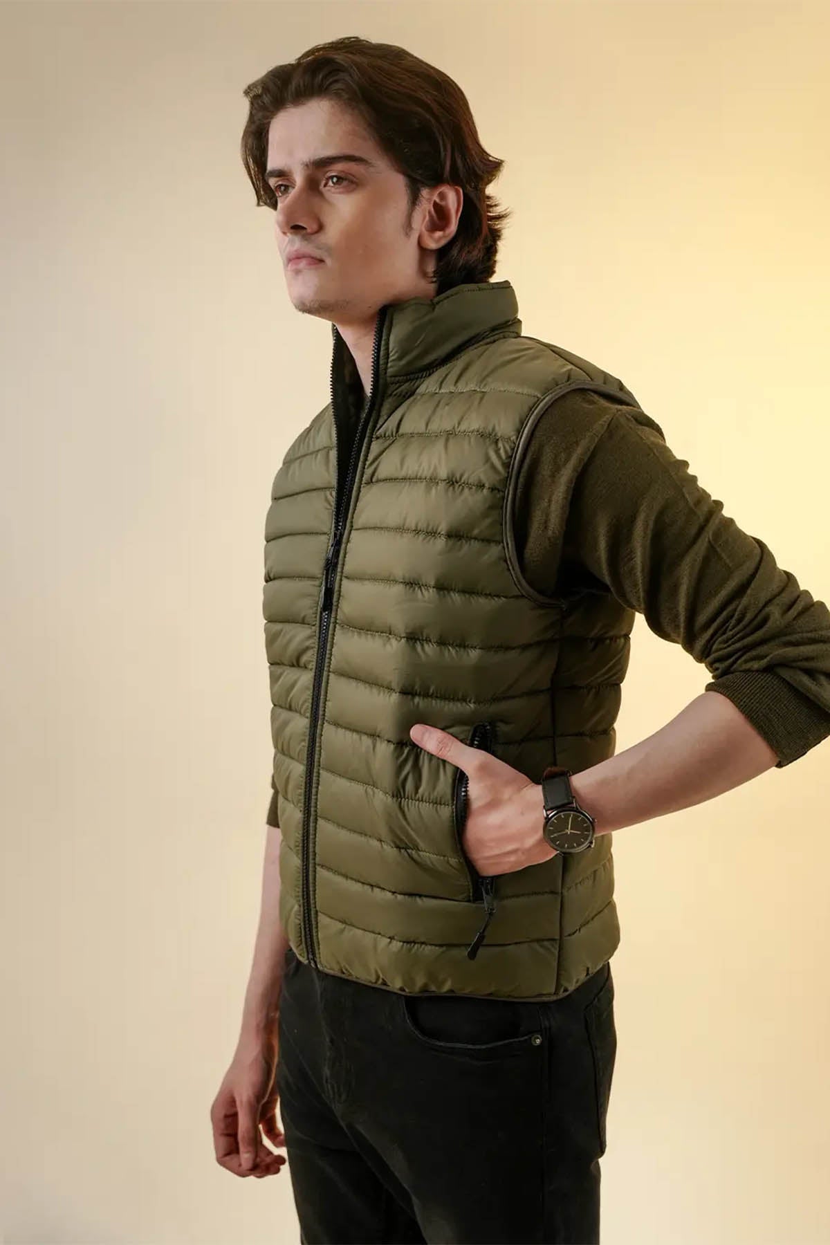 Puffer Jacket For Men - Khaki