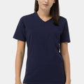 Solid V-Neck T-Shirt For Women - Navy 
