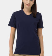 Solid V-Neck T-Shirt For Women - Navy 