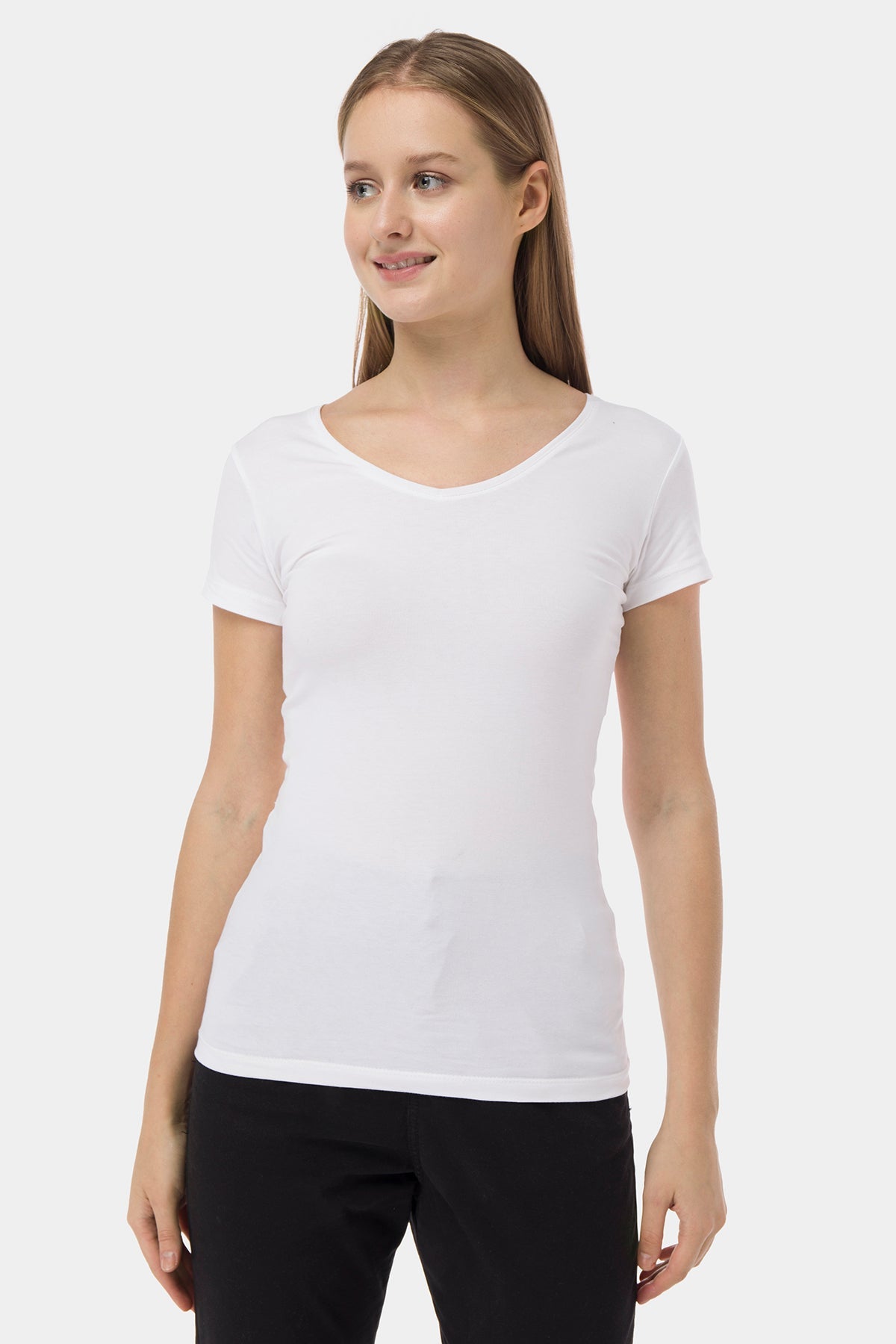 Half Sleeves V Neck T-Shirt 