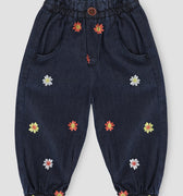 Embroidered Denim Jogger Pants 