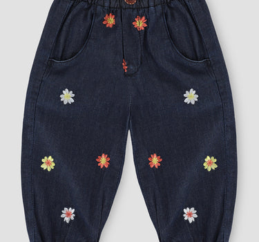 Embroidered Denim Jogger Pants 