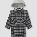 Checkered Hooded Long Shirt 