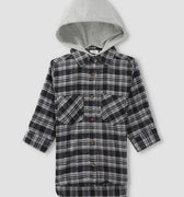 Checkered Hooded Long Shirt 