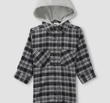 Checkered Hooded Long Shirt 