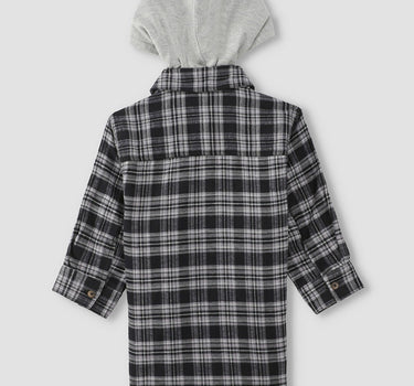 Checkered Hooded Long Shirt 