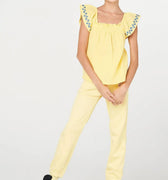 Solid Blouse For Girl - Yellow - MEME