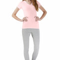 Solid V-Neck T-Shirt For Women - Pink 