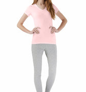 Solid V-Neck T-Shirt For Women - Pink 