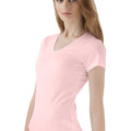 Solid V-Neck T-Shirt For Women - Pink 