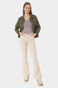 Mid-Rise Twill Flared Pants