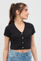 Ribbed Button Down Crop Top