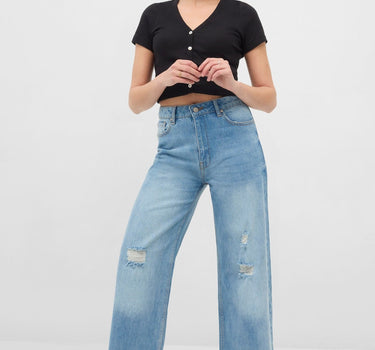 Ribbed Button Down Crop Top 