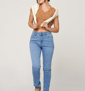 Ribbed Sheath Floral Top 