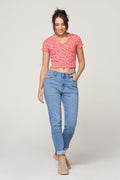 Ribbed Sheath Floral Top