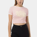 Illustrated Crop Top With Ribbing 