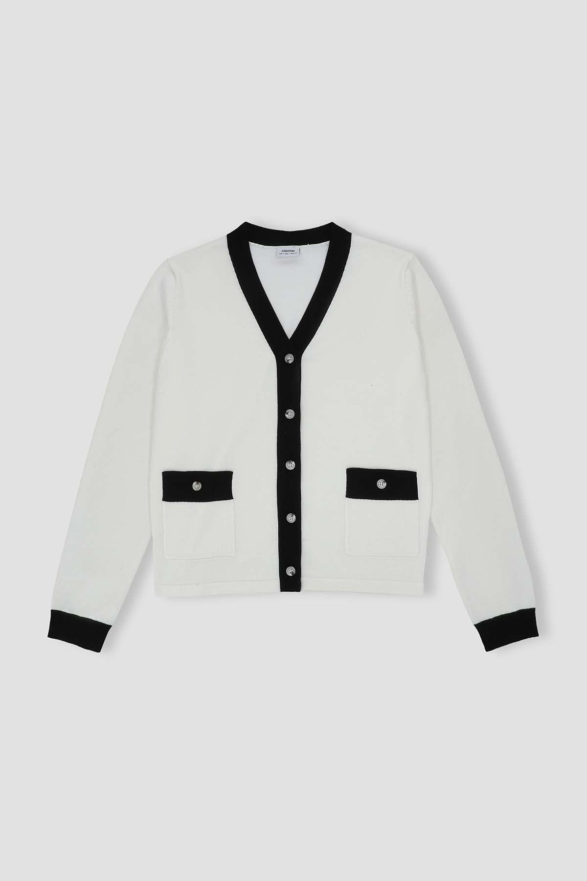 Contrast Cardigan For Women - White