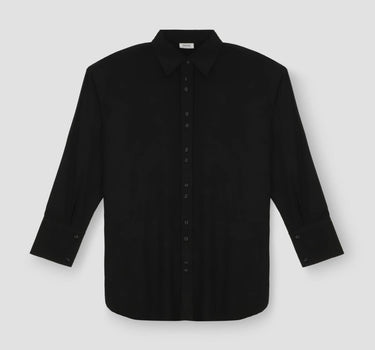 Solid Spread Collar Shirt For Women - Black 