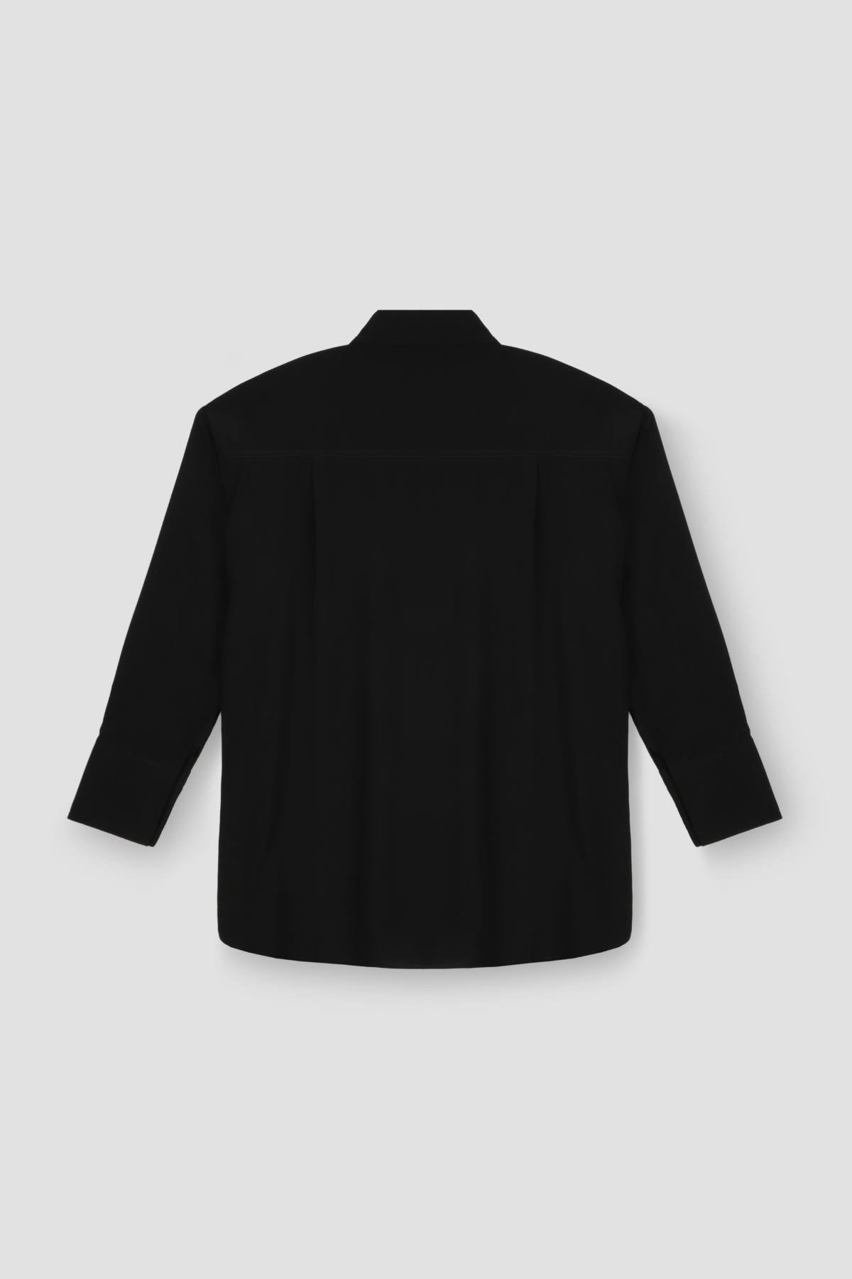 Solid Spread Collar Shirt For Women - Black