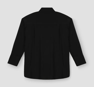 Solid Spread Collar Shirt For Women - Black 