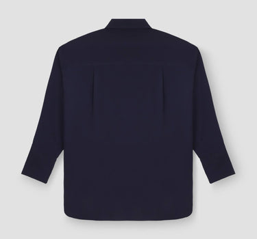 Solid Spread Collar Shirt For Women - Navy 