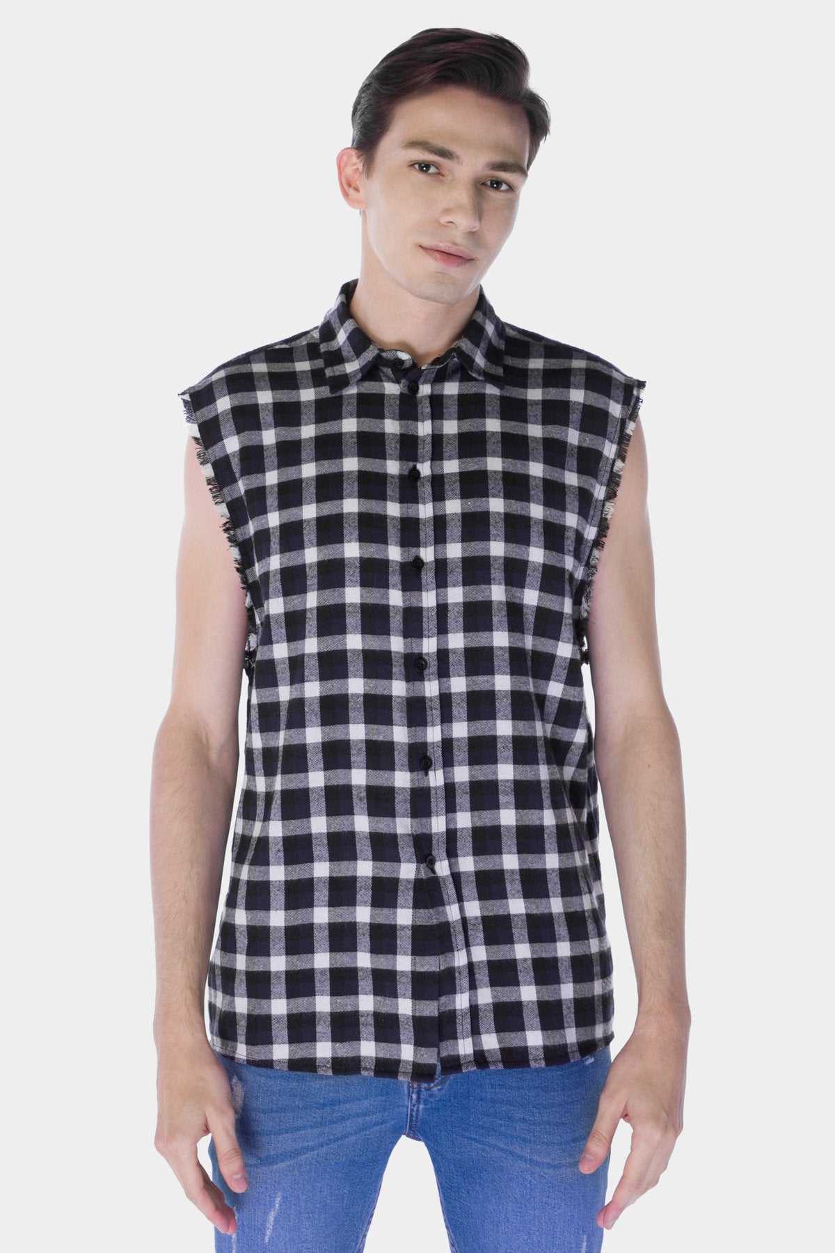 Plaid Sleeveless Shirt 