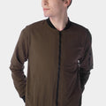 Camo Bomber Mandarin Collar Welt Pockets Jacket For Men - Brown 